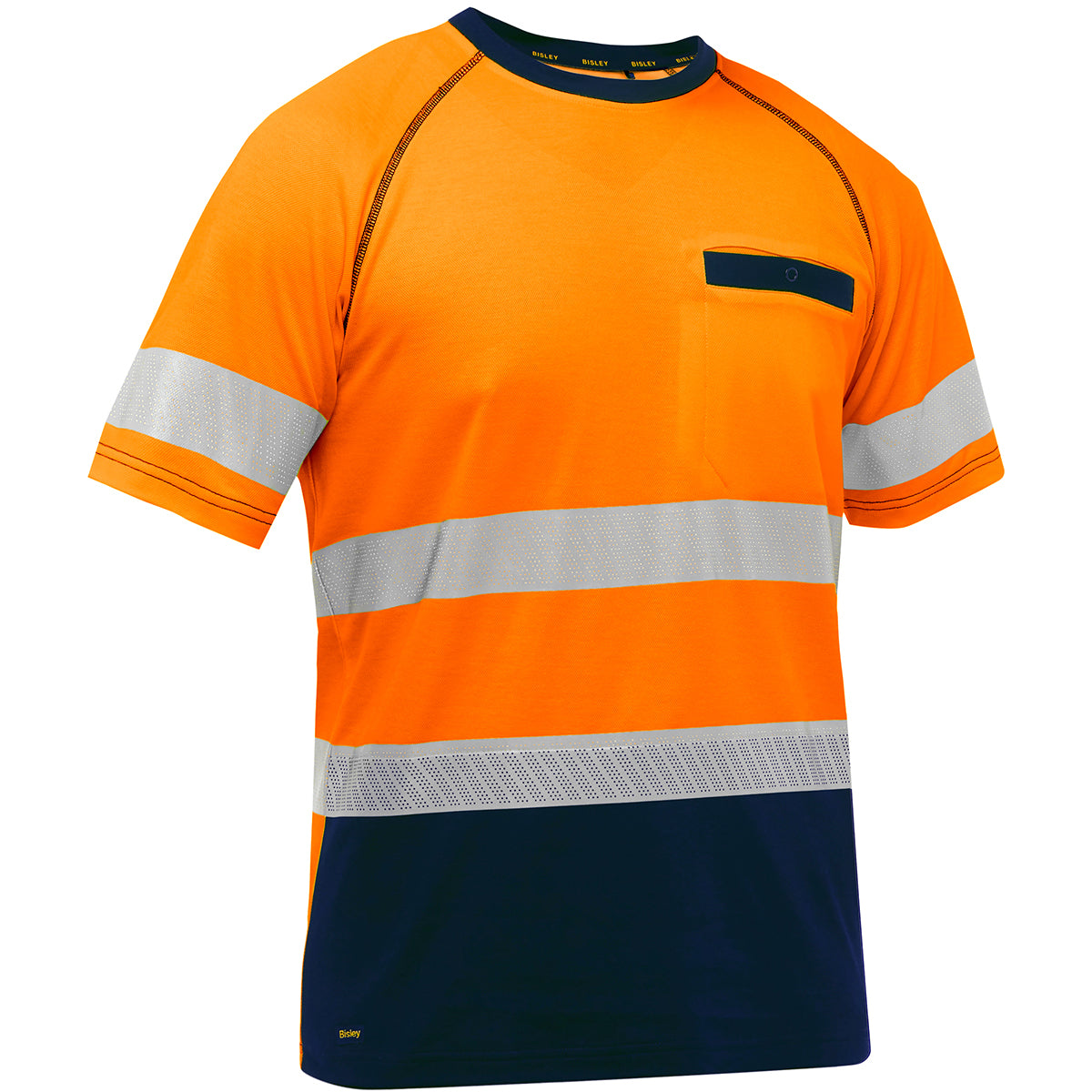 Bisley 312M1118T Hi-Vis T-Shirt Cotton Backing UPF 50+ Orange