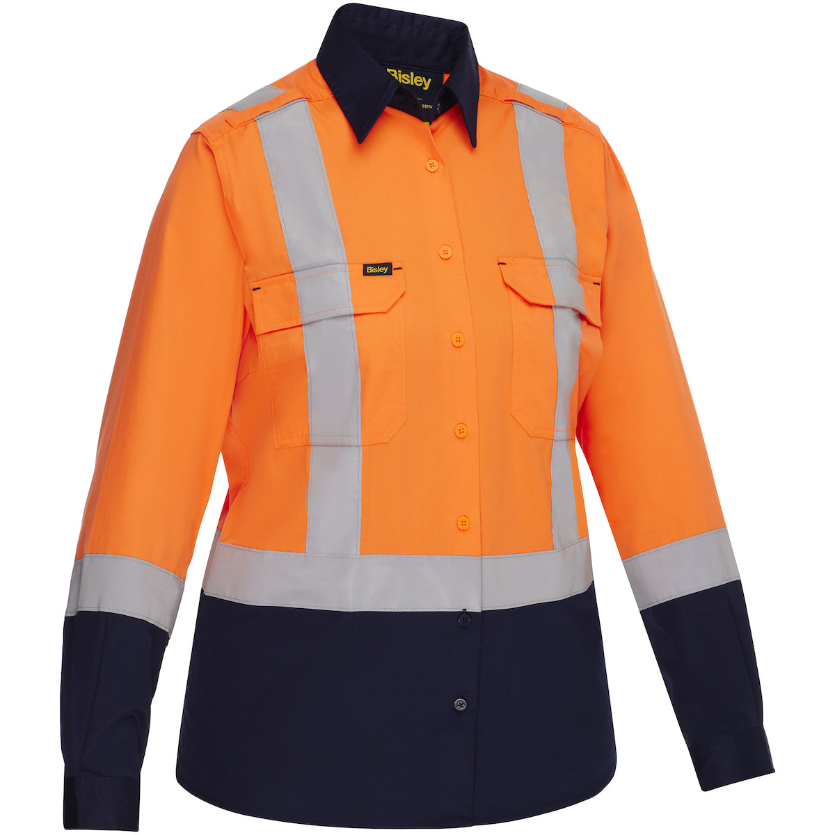 Bisley 312W6367H Women's Hi-Vis Safety Shirt Polyester Vented Hi-Vis Orange