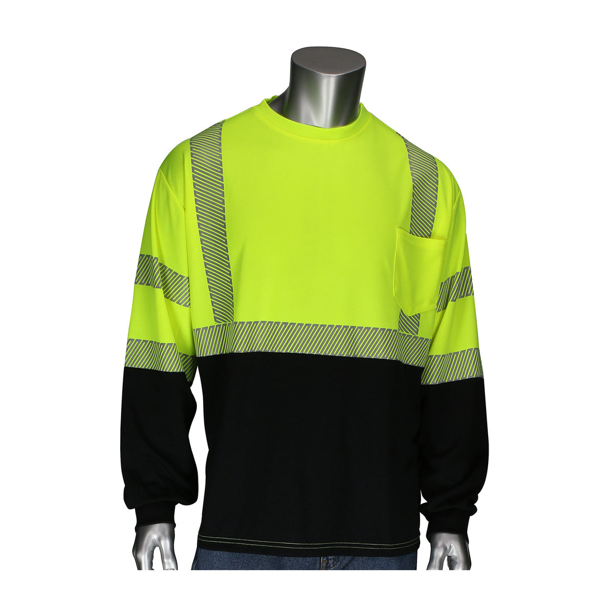 PIP 313-1280B Hi-Vis Long Sleeve T-Shirt Polyester Hi-Vis Yellow