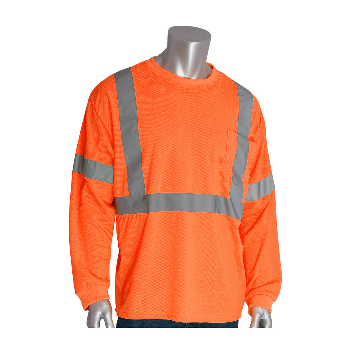 PIP 313-1300 Hi-Vis Long Sleeve T-Shirt Polyester Hi-Vis Orange