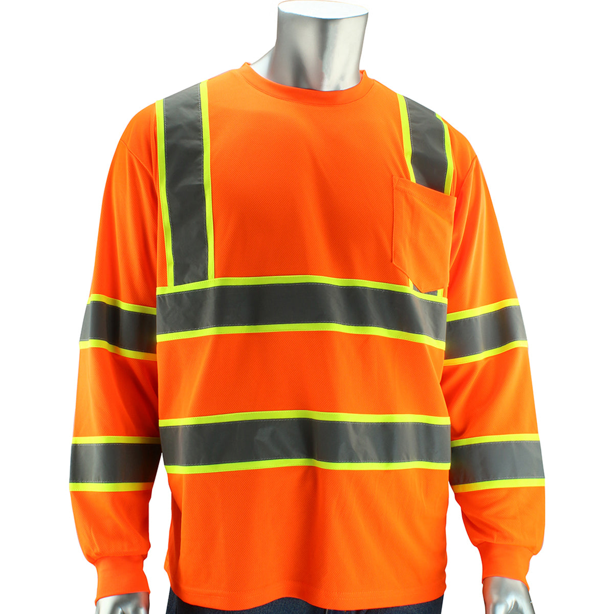 PIP 313-1345 Hi-Vis Safety T-Shirt Two-Tone Polyester Hi-Vis Orange