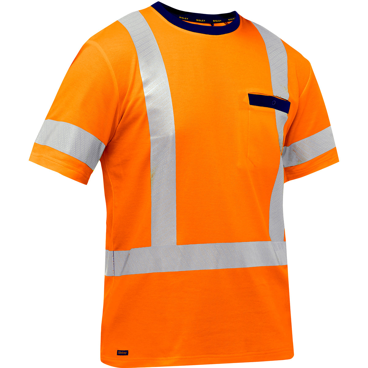 Bisley 313M1118H Hi-Vis Safety T-Shirt Antimicrobial Cotton Backing Hi-Vis Orange