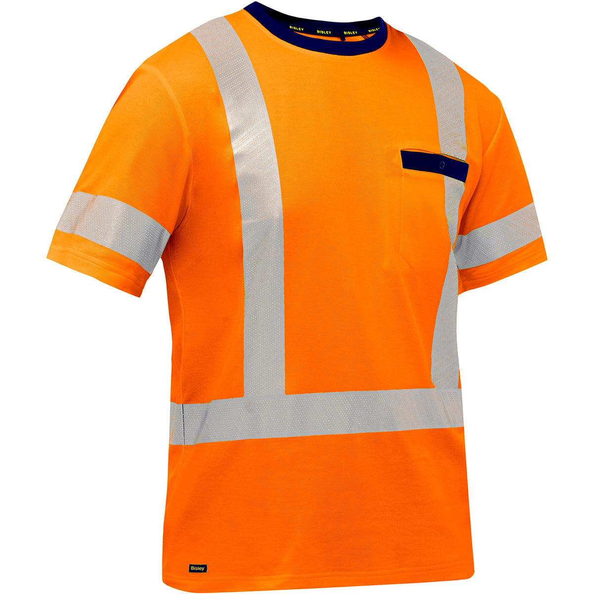 Bisley 313M1118X Hi-Vis Safety Shirt Lightweight Wicking Hi-Vis Orange