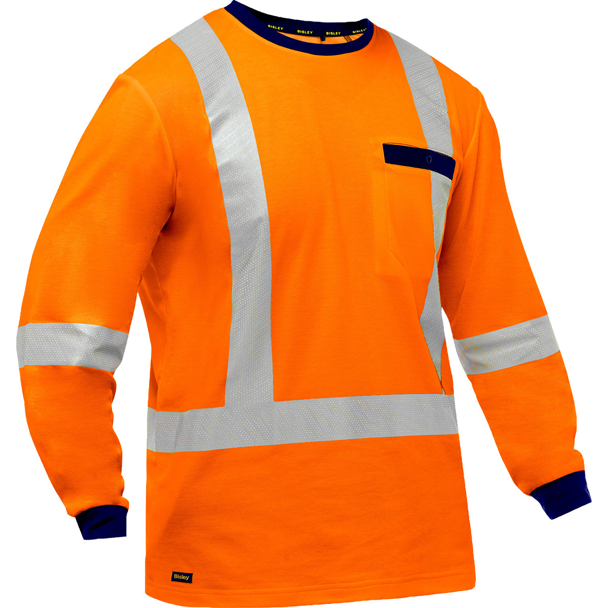 Bisley 313M6118X Hi-Vis X-Back Long Sleeve Shirt Wicking Hi-Vis Orange
