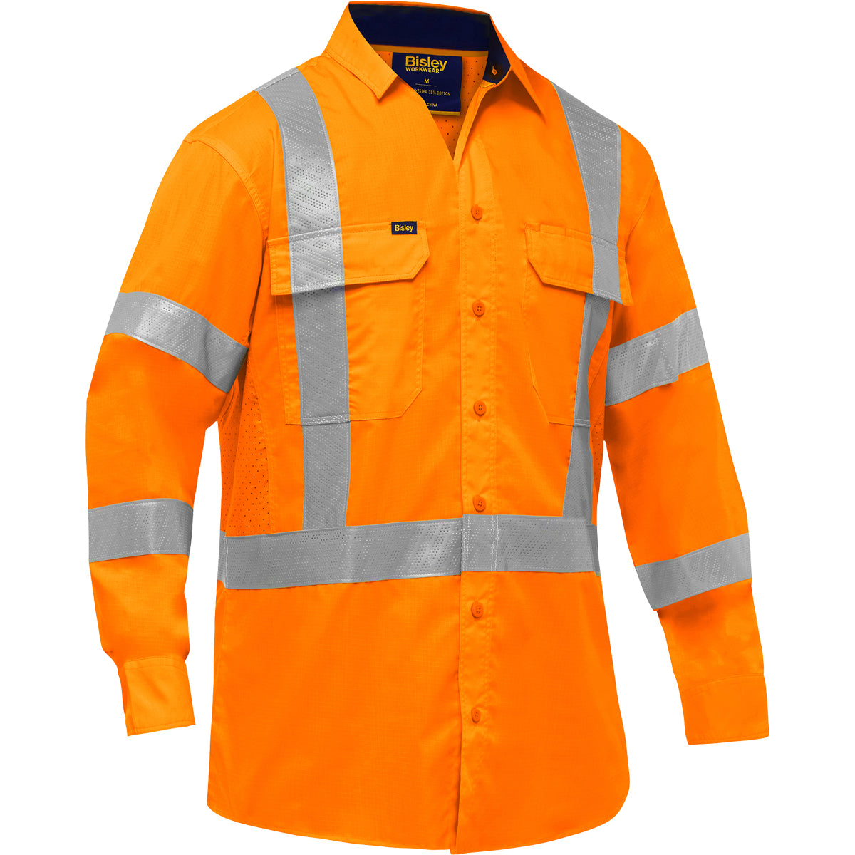 Bisley 313M6490X Hi-Vis X-Back Work Shirt X-Airflow Hi-Vis Orange