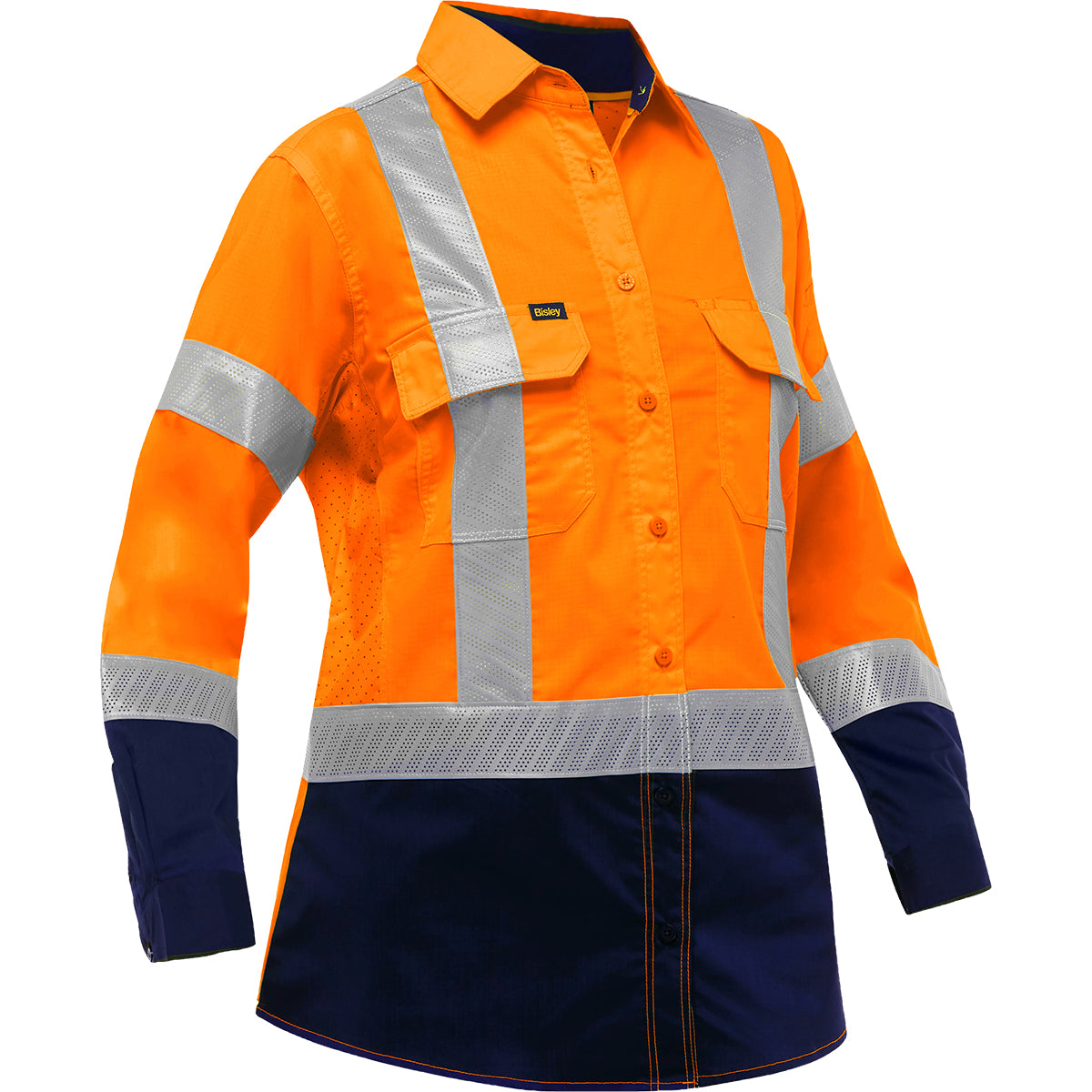 Bisley 313W6491H Hi-Vis Safety Shirt Ripstop X-Airflow Hi-Vis Orange