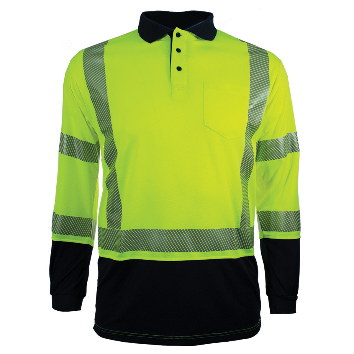 Reflective Apparel 316CT Hi-Vis Polo Moisture Wicking Yellow/Navy