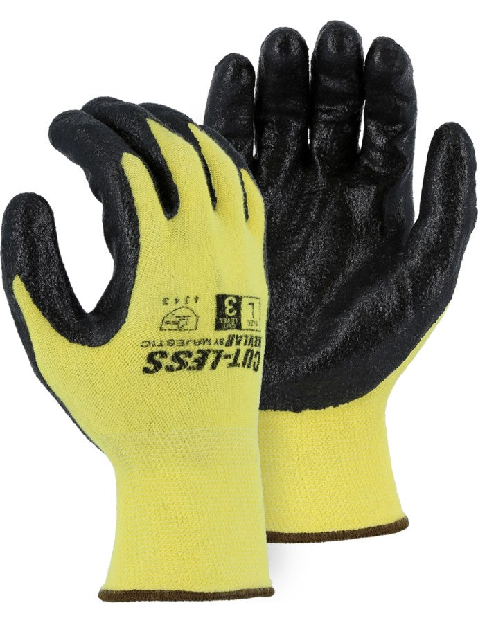 Cut-Less Kevlar Glove with Foam Nitrile Palm, 13g, ANSI A2 - 12 Pairs