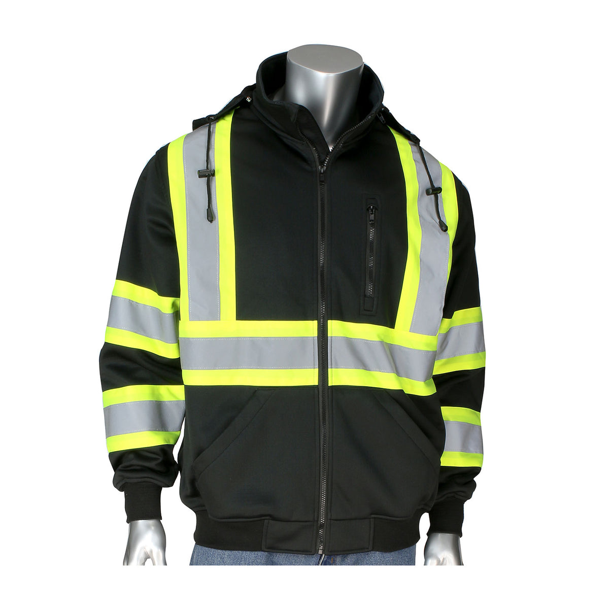 PIP 323-1475X-BK Hi-Vis Fleece Jacket Grid Fleece Water Repellent Black