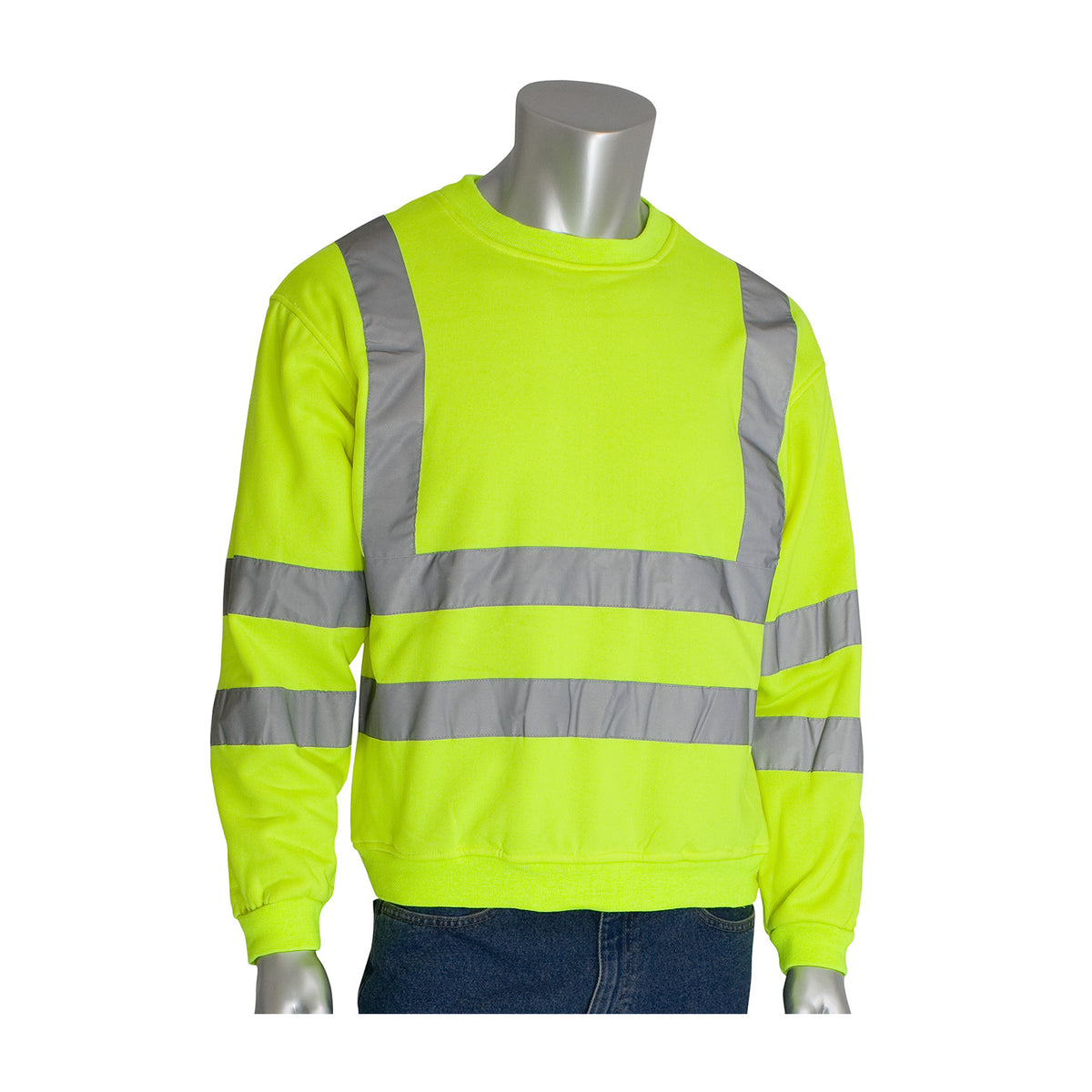 PIP 323-CNSSE Hi-Vis Crew Neck Sweatshirt Polyester Hi-Vis Yellow