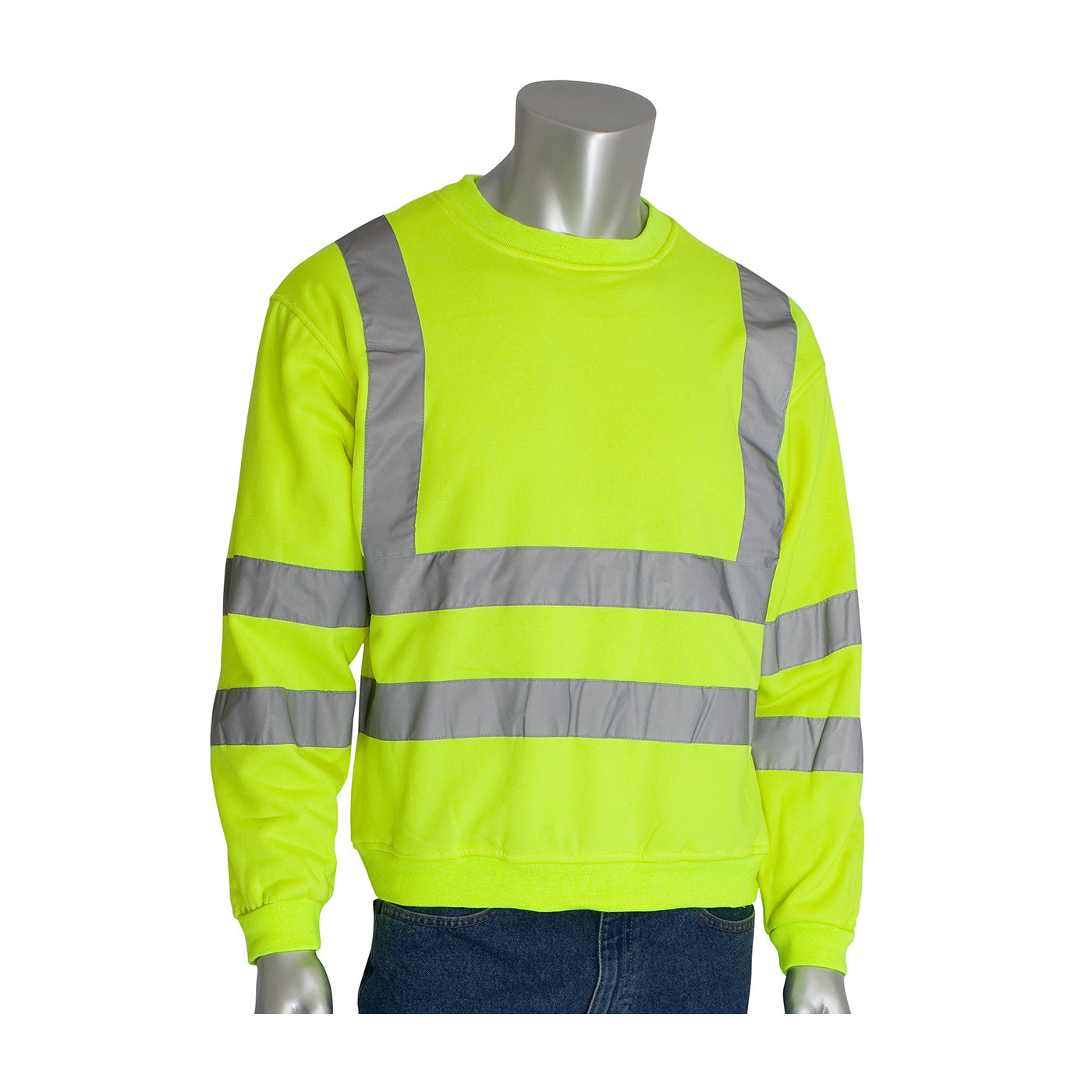 PIP 323-CNSSE Hi-Vis Crew Neck Sweatshirt Polyester Hi-Vis Yellow