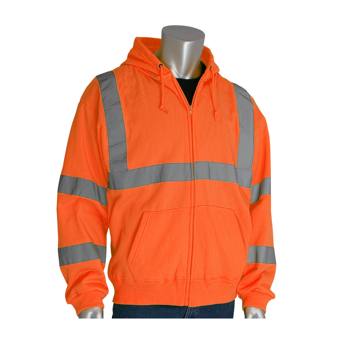 PIP 323-HSSE Hi-Vis Hooded Sweatshirt Polyester Hi-Vis Orange