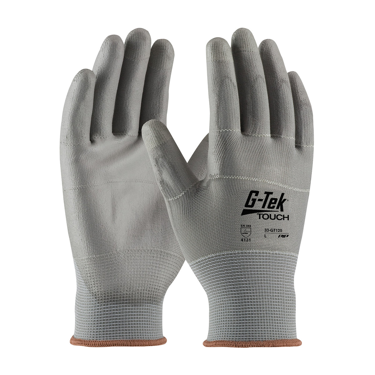 G-Tek 33-GT125 Coated Work Gloves Nylon/Polyurethane Touchscreen Gray