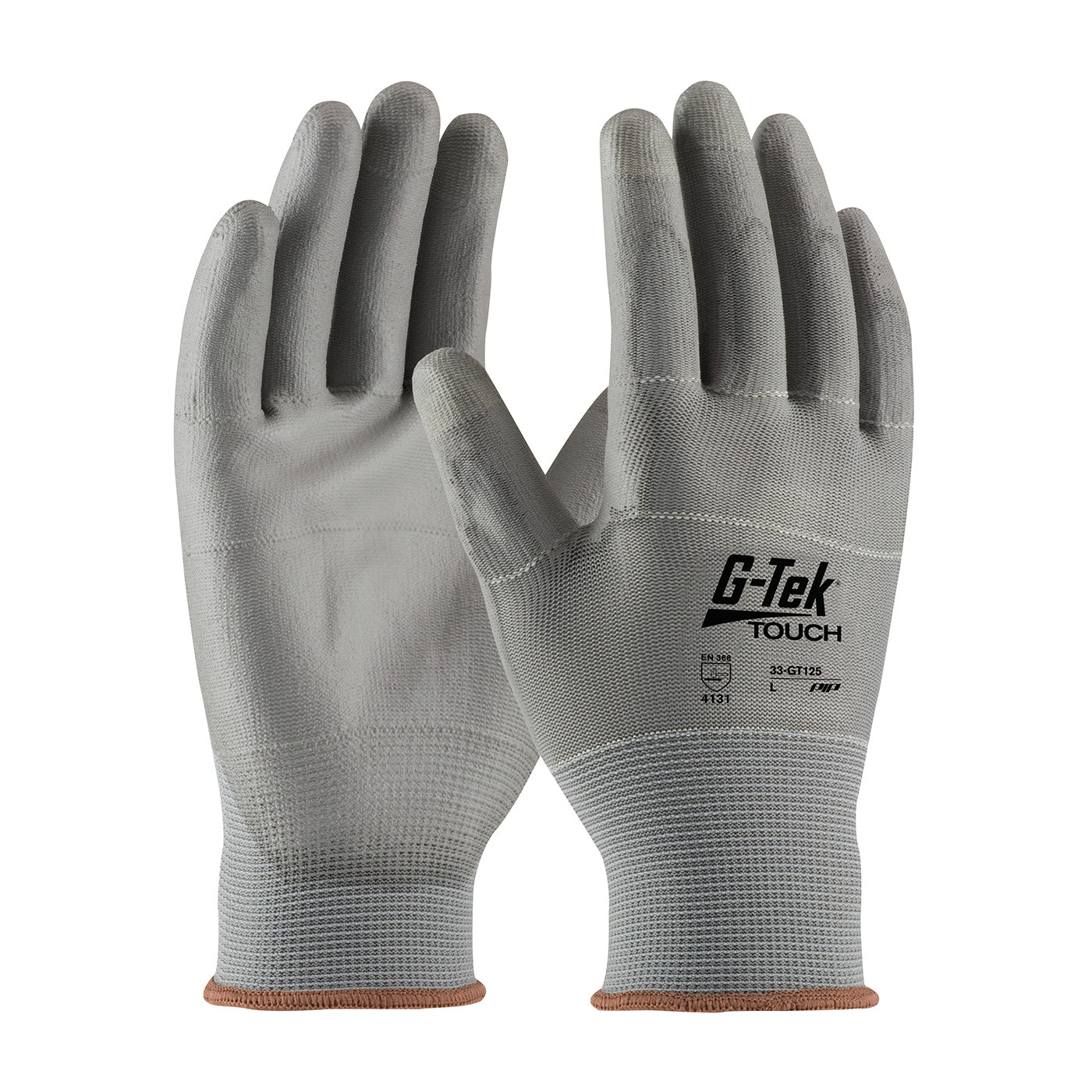 G-Tek 33-GT125 Coated Work Gloves Nylon/Polyurethane Touchscreen Gray