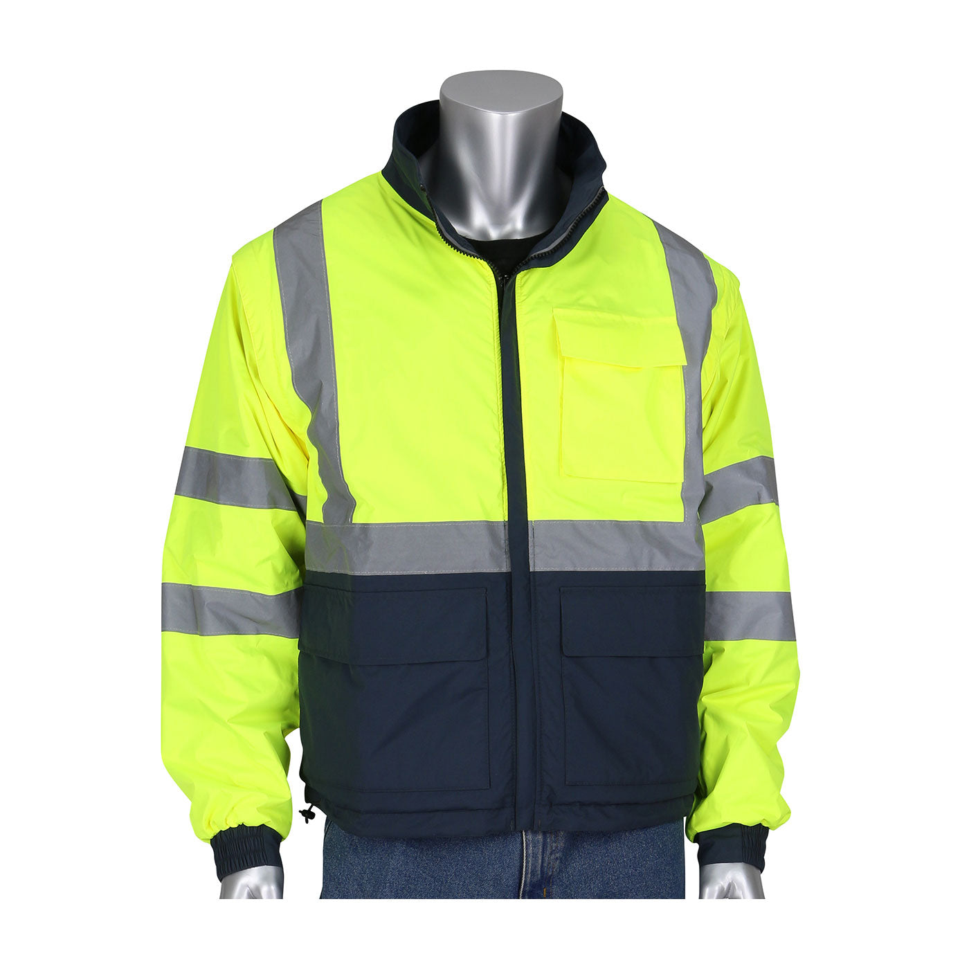 PIP 333-1500-R 4-in-1 Reversible Windbreaker PU Coated Hi-Vis Yellow