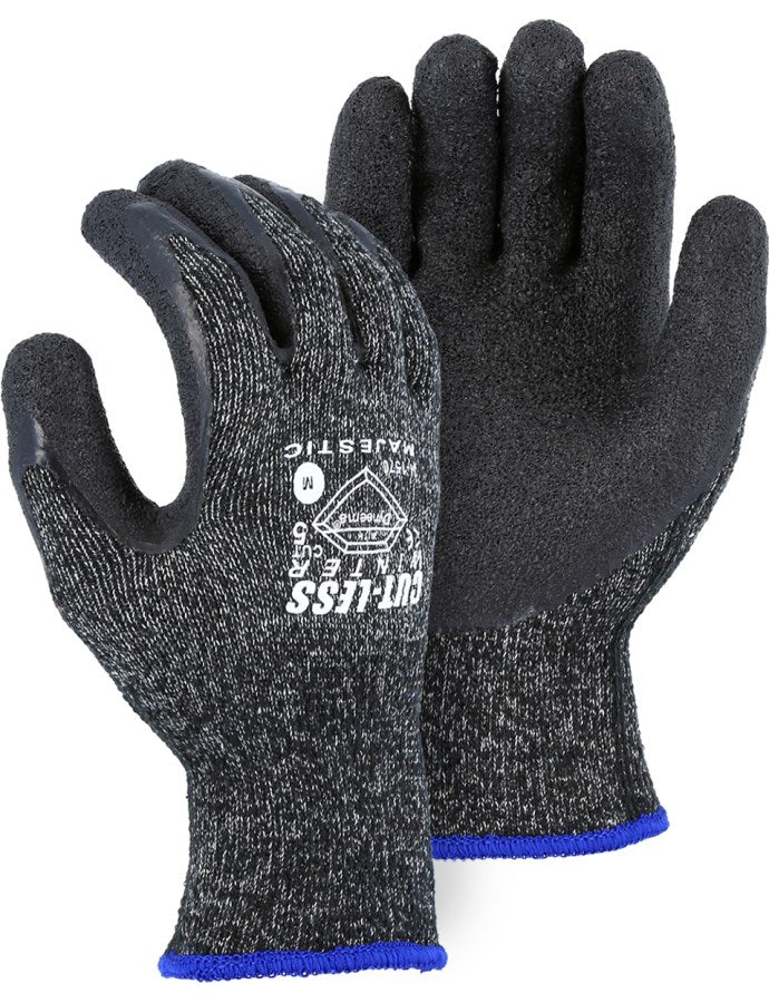 Cut-Less Dyneema Glove with Crinkle Latex Palm, 10g, ANSI A5 - 12 Pairs