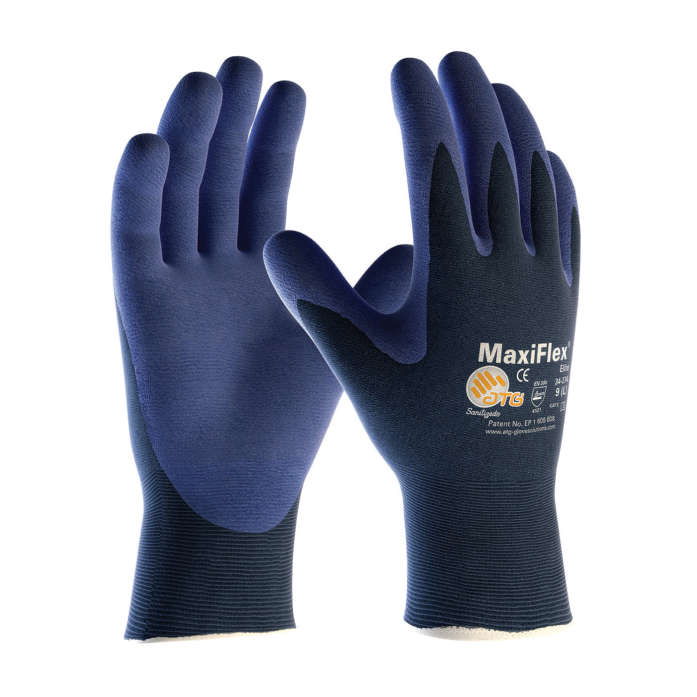 ATG 34-274 Coated Work Gloves Nylon Nitrile MicroFoam Blue