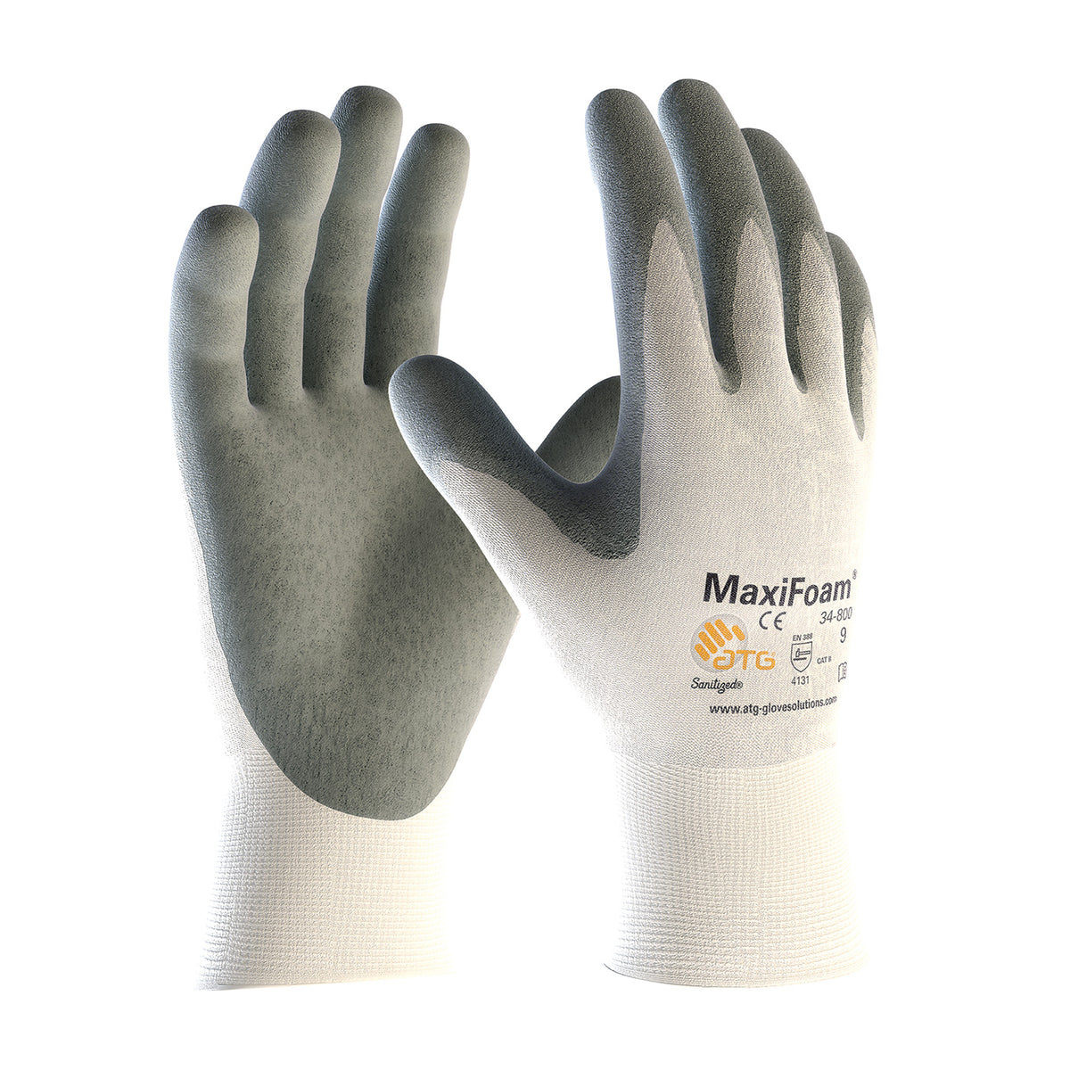 ATG 34-800 Coated Work Gloves Nylon Nitrile MicroFoam White