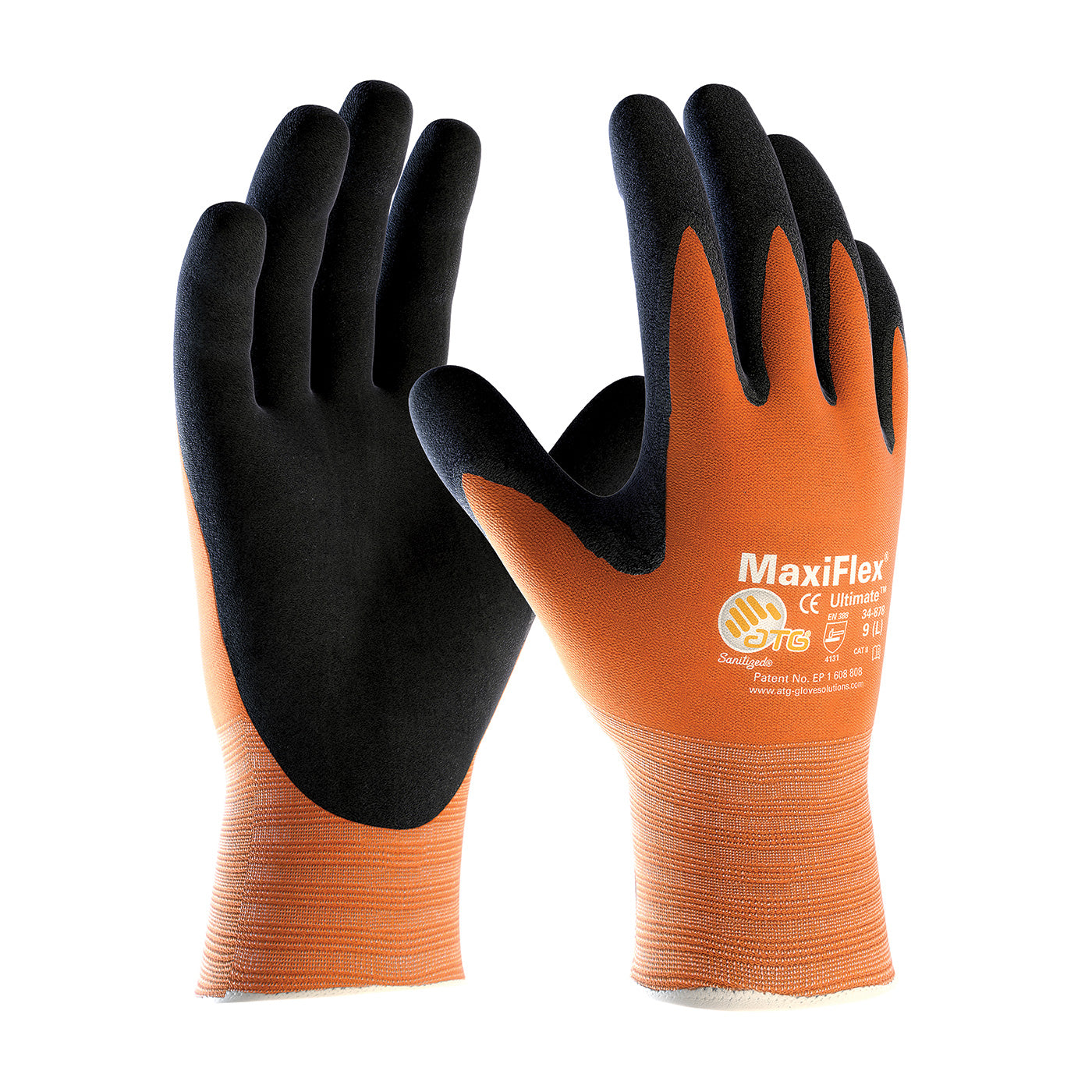 ATG 34-8014 Hi-Vis Coated Work Gloves Nitrile Grip Orange