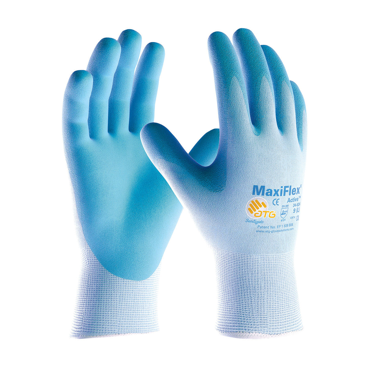 ATG 34-824 Lightweight Coated Work Gloves Nitrile Grip Blue