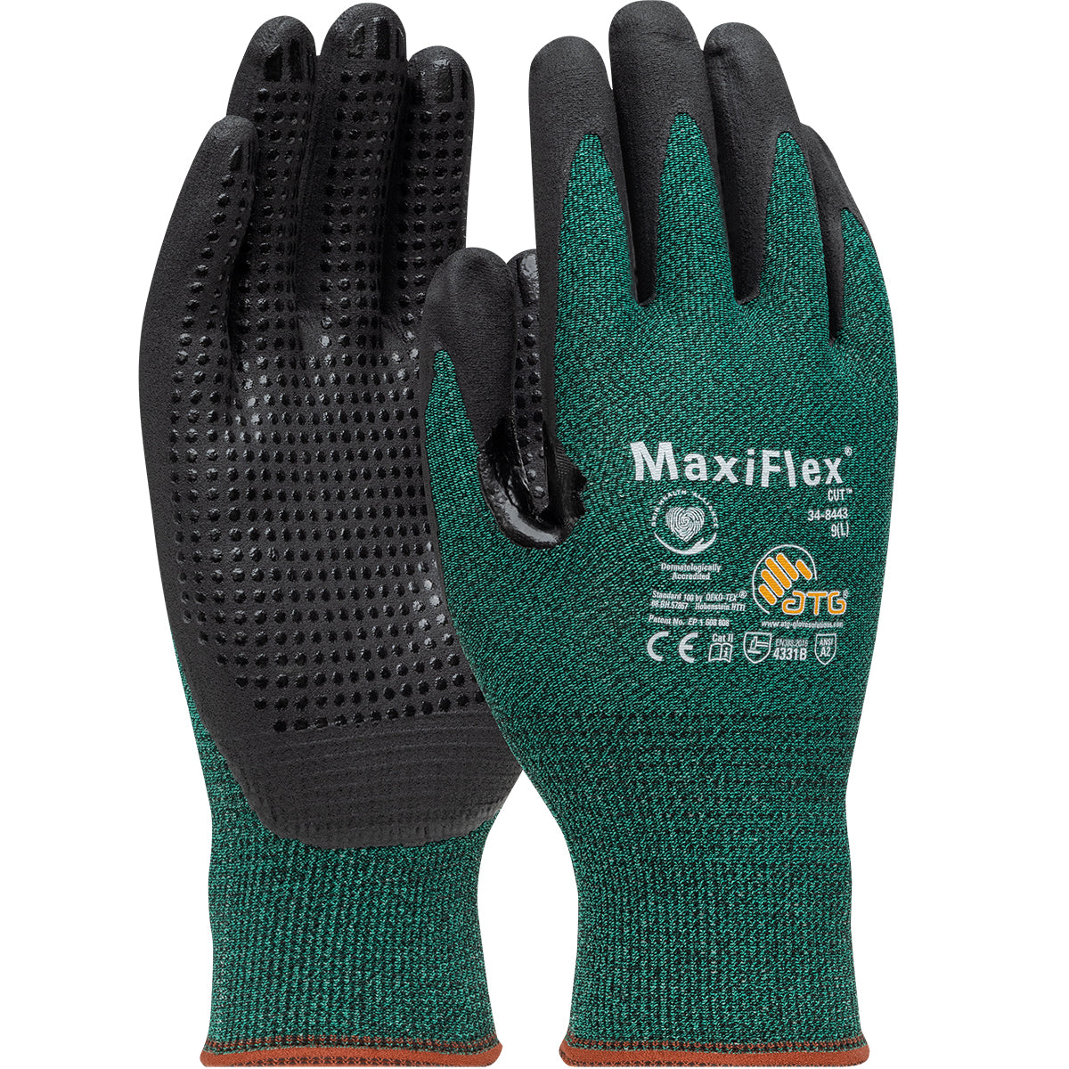 ATG 34-8443V Cut Resistant Gloves Engineered Yarn Nitrile Green