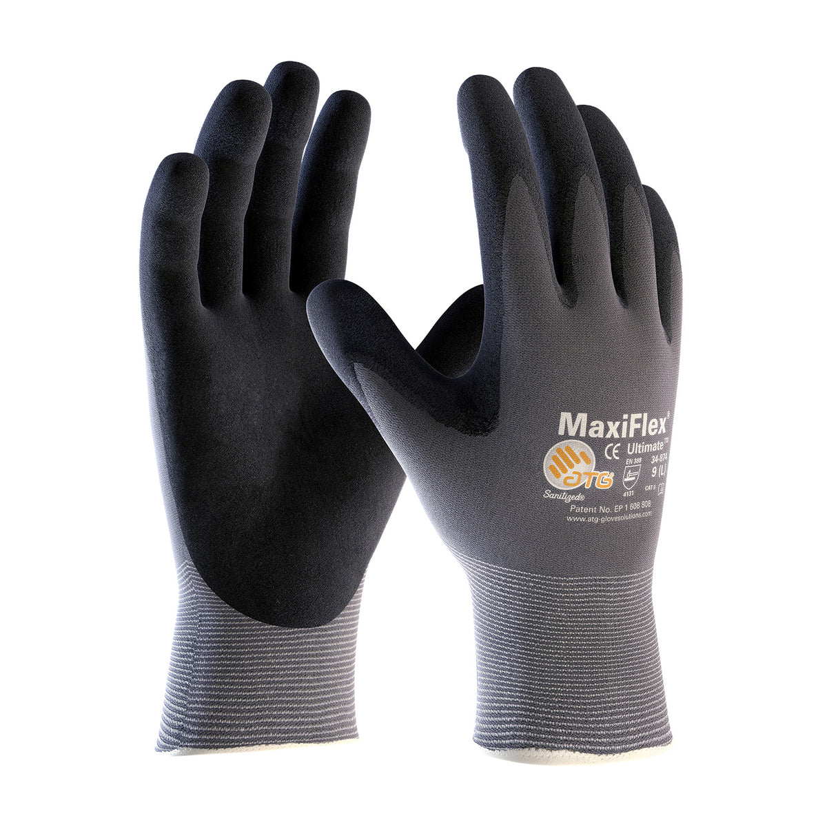 ATG 34-874 Coated Work Gloves Nylon Elastane Nitrile Gray