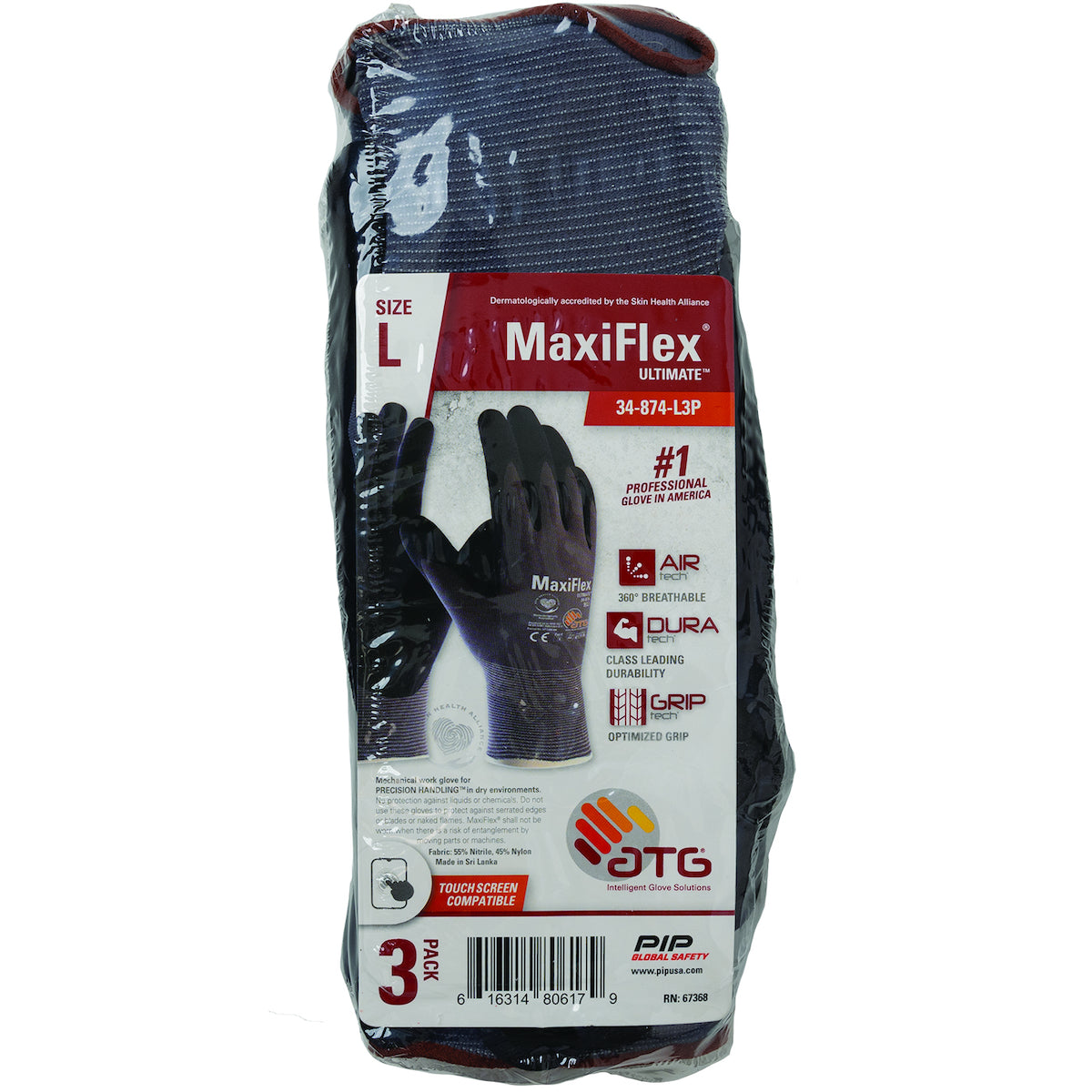 ATG 34-874-3P Coated Work Gloves Nitrile Gray