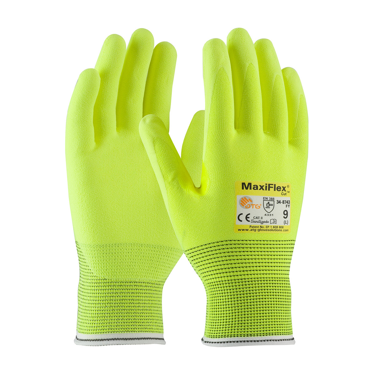 ATG 34-8743FY Hi-Vis Cut Resistant Gloves Nitrile Coated Yellow