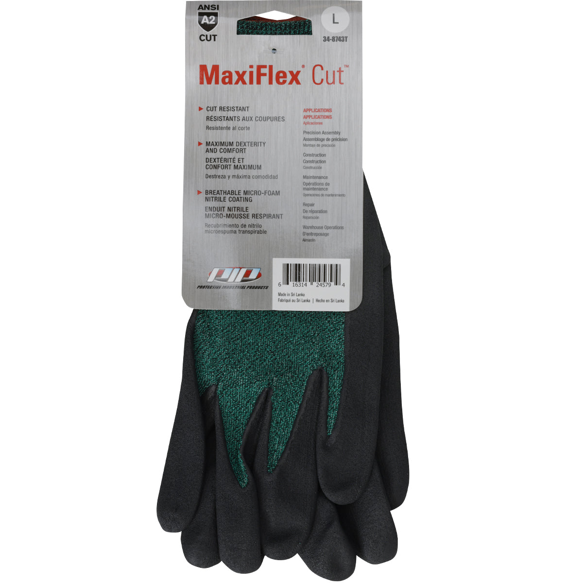 ATG 34-8743T Cut Resistant Gloves Nitrile Coated Green