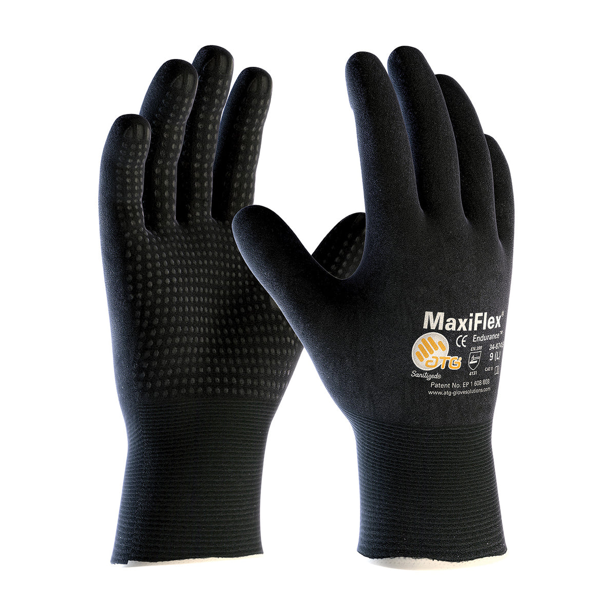 ATG 34-8745 Coated Work Gloves Nylon Nitrile Black