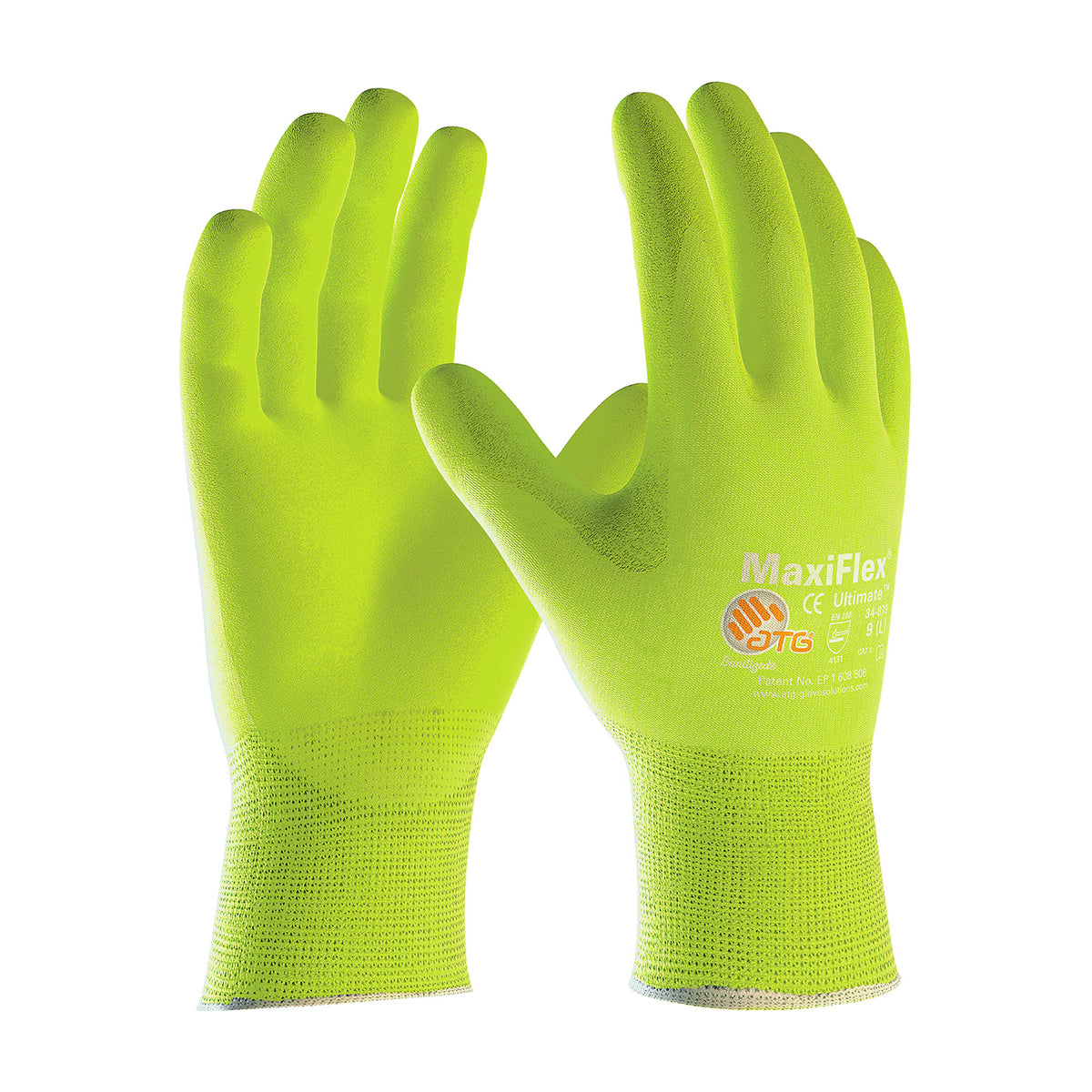 ATG 34-874FY Hi-Vis Coated Work Gloves Nylon Nitrile Yellow