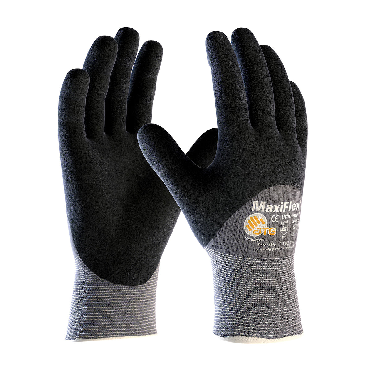 ATG 34-875V Coated Work Gloves Nitrile MicroFoam Grip Gray