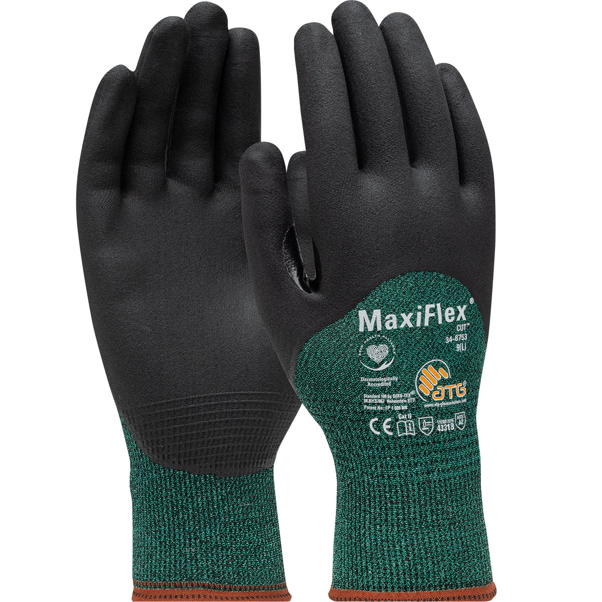 ATG 34-8753 Cut Resistant Gloves Nitrile MicroFoam Grip Green