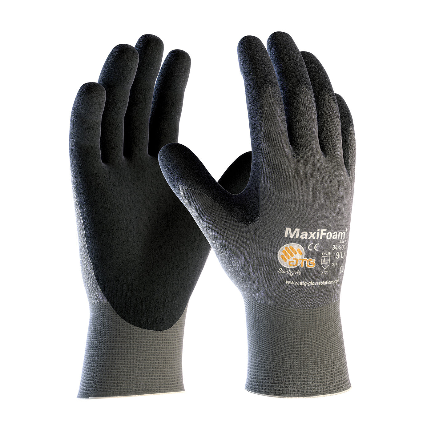ATG 34-900 Coated Work Gloves Nitrile MicroFoam Grip Gray