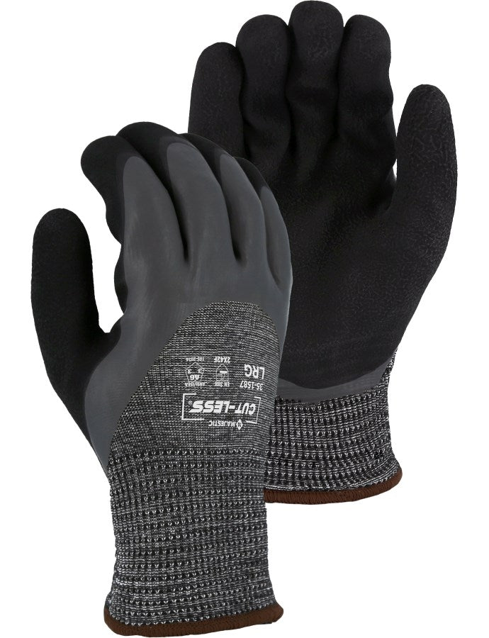 Cut-Less Korplex Cut Resistant, Water Repellent, Winter Lined Glove w/Crinkle Latex Palm Coating, A6 - 1 Pair