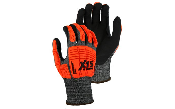 X-15 Korplex Glove with Foam Nitrile Palm, 18g, ANSI A4 - 12 Pairs