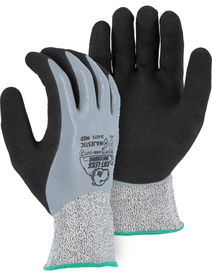 Cut-Less Korplex Glove with Sandy Nitrile Palm, 13g, ANSI A2 - 12 Pairs