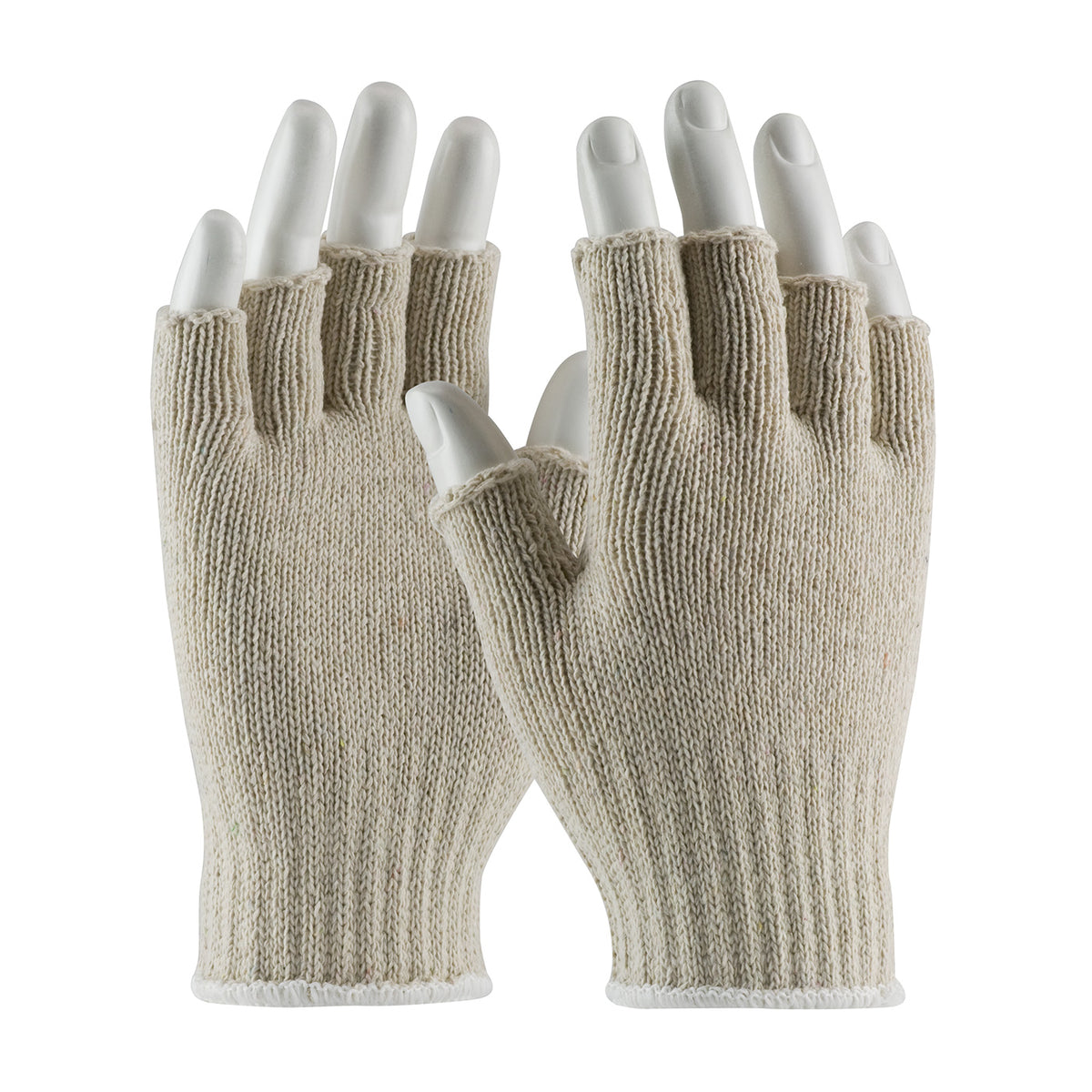 PIP 35-C119 Seamless Knit Gloves Cotton/Polyester Half-Finger Natural