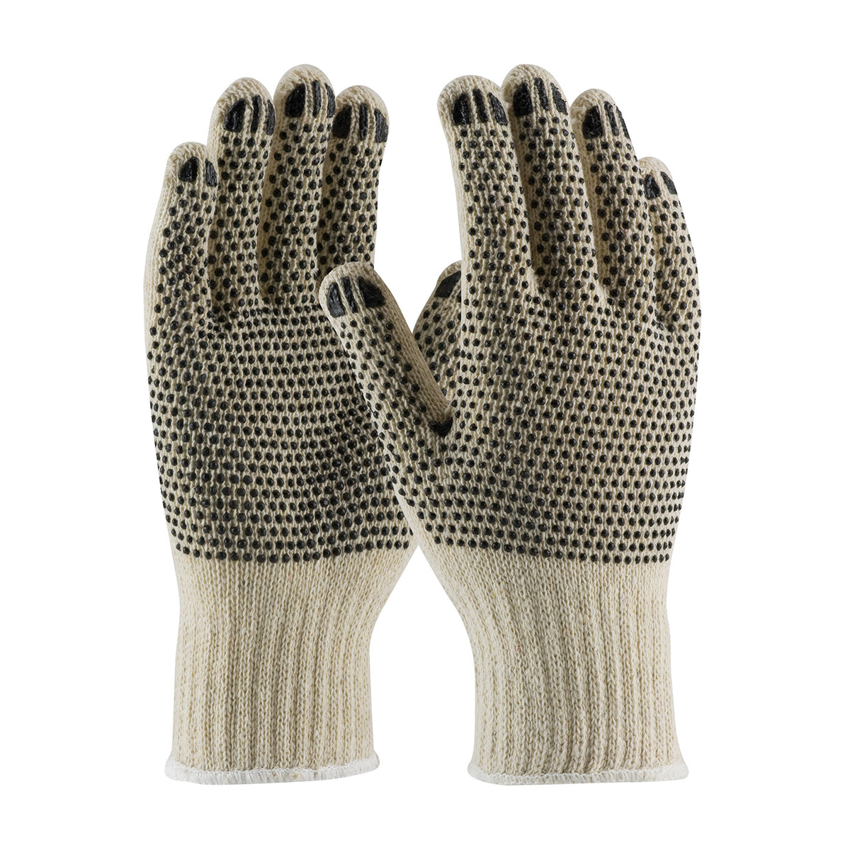 PIP 36-110PDD Coated Work Gloves Cotton/Polyester Double PVC Dots Natural