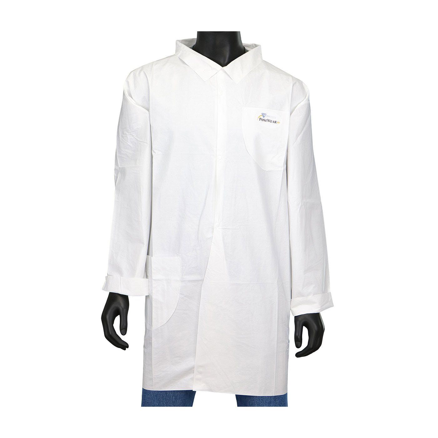 Posi-Wear 3620 Disposable Lab Coat PolyBreathe Breathable White