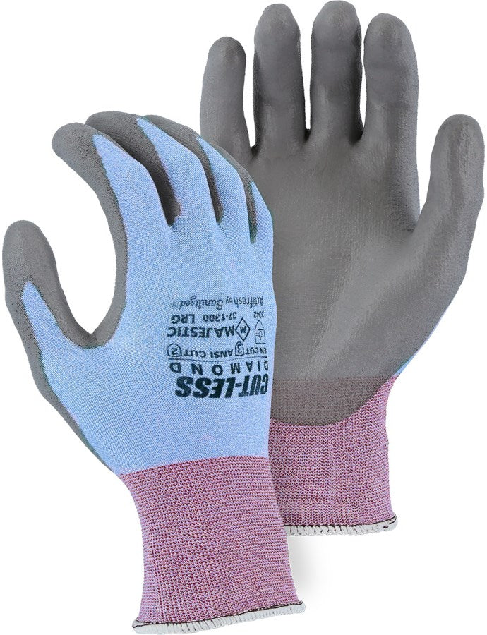 Cut-Less Dyneema Glove with Polyurethane Palm, 18g, ANSI A2 - 1 Pair