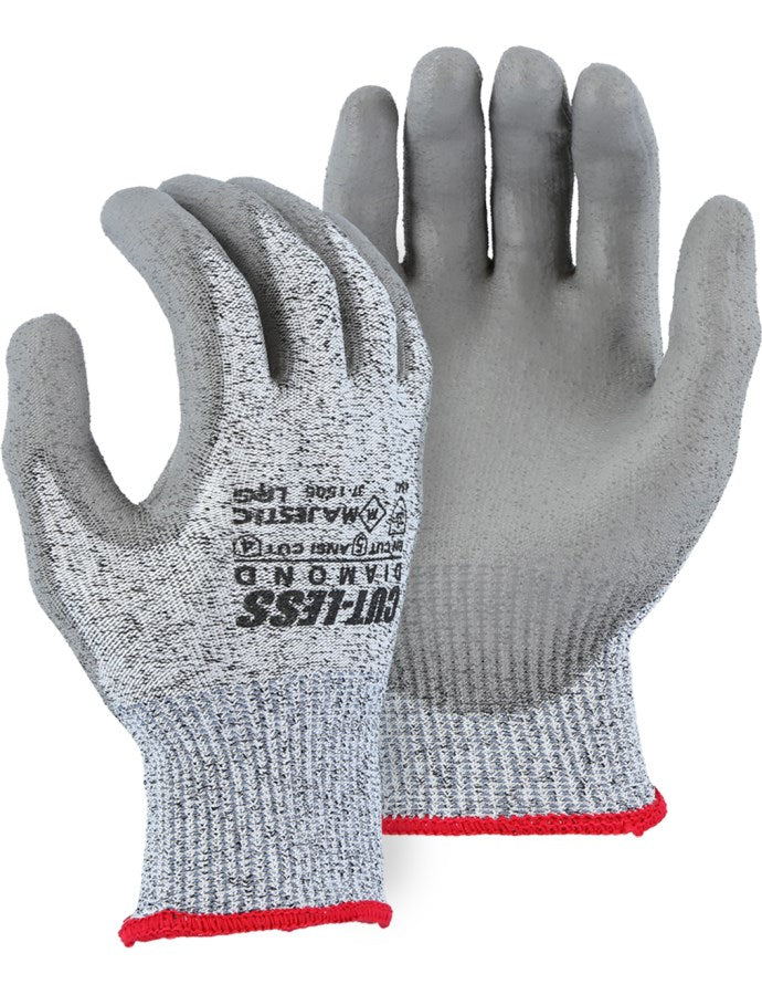 Cut-Less Dyneema Glove with Polyurethane Palm, 13g, ANSI A4 - 12 Pairs