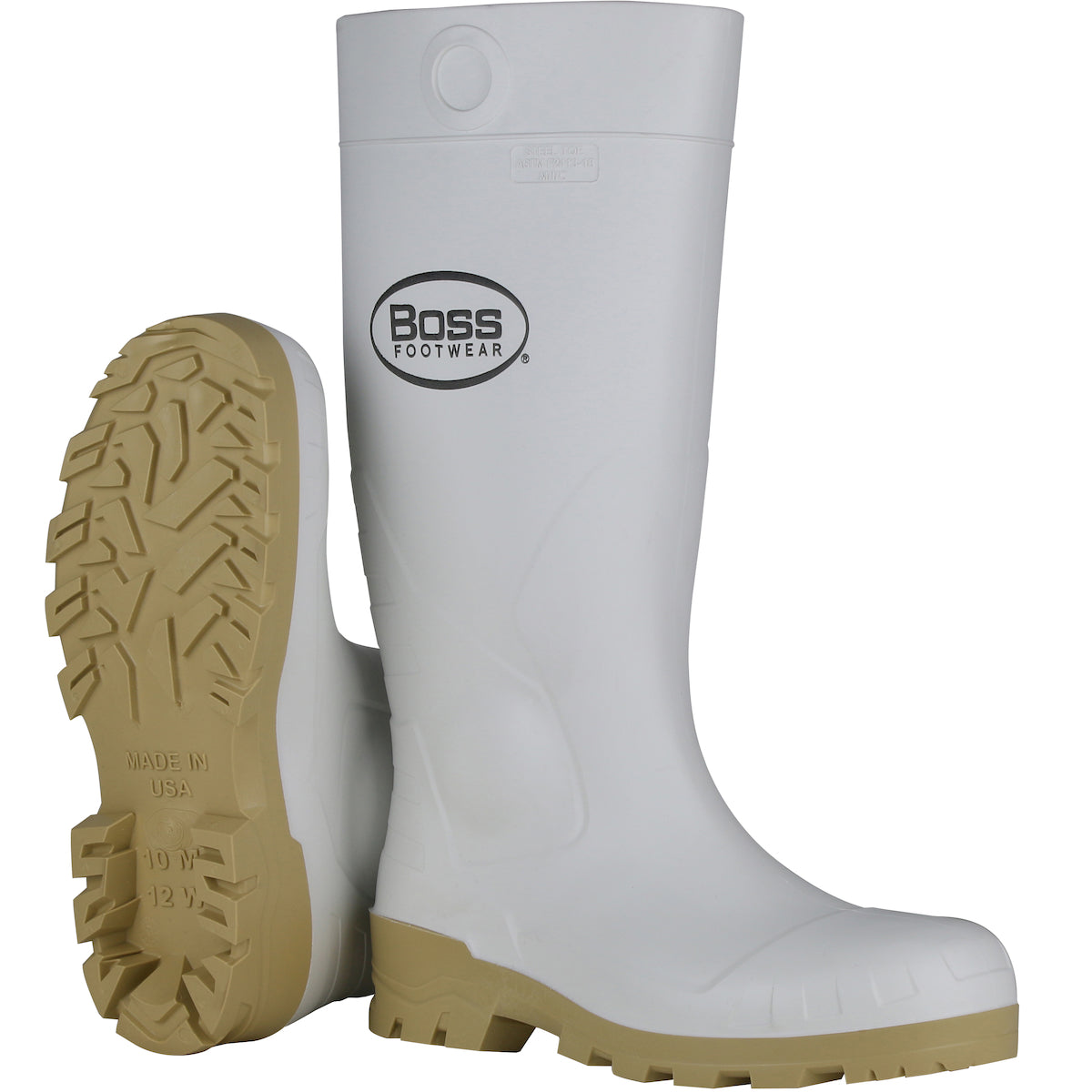 Boss 382-910 Safety Overshoes White PVC Steel Toe