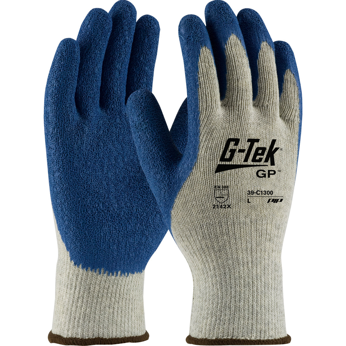 G-Tek 39-C1300 Crinkle Grip Gloves Polyester/Cotton Latex Gray