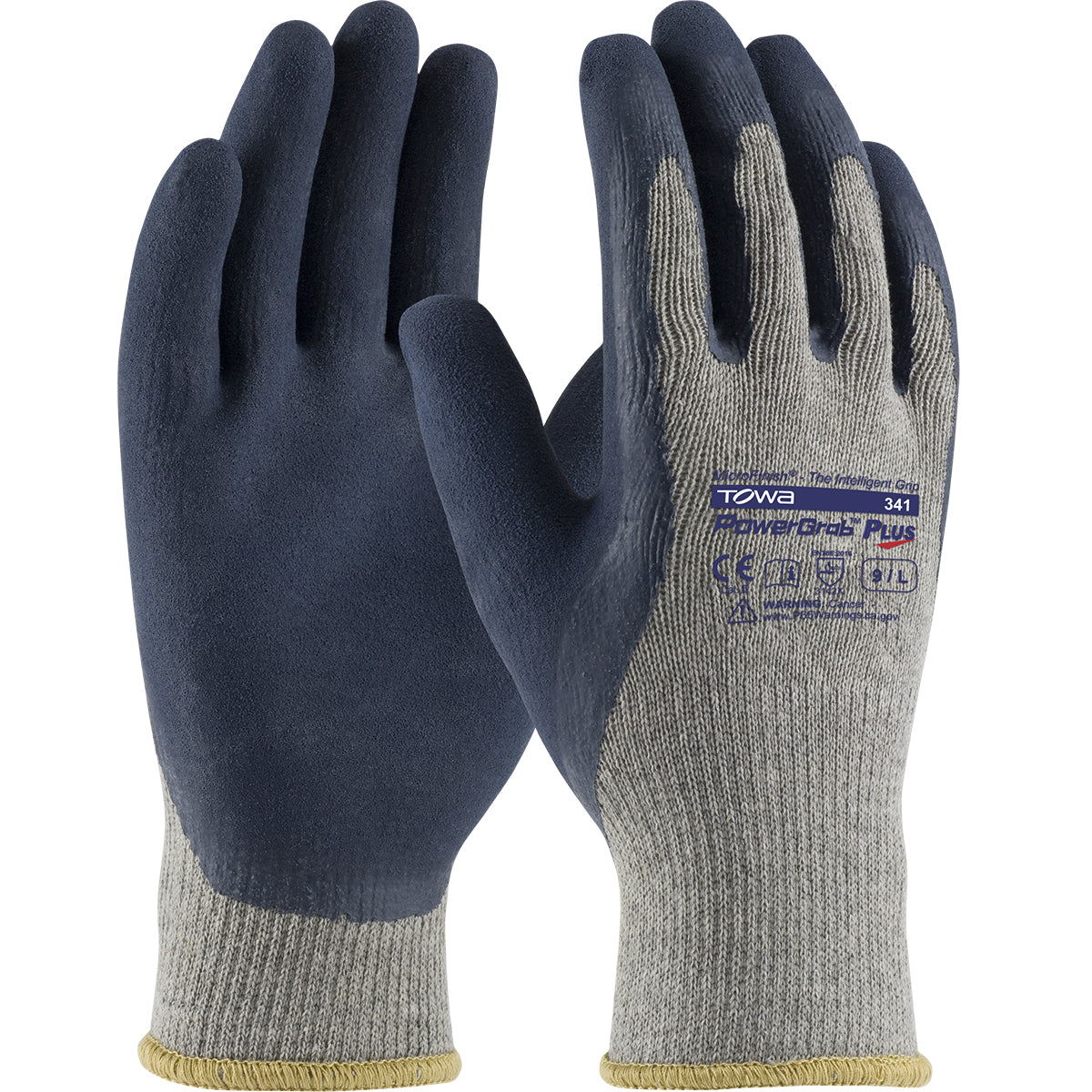 PowerGrab 39-C1600 Coated Work Gloves Cotton/Polyester Latex Gray
