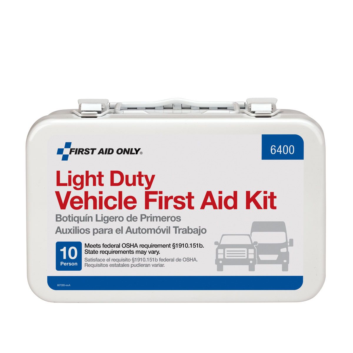 10 Person Vehicle First Aid Kit, Weatherproof Steel Case - W-6400