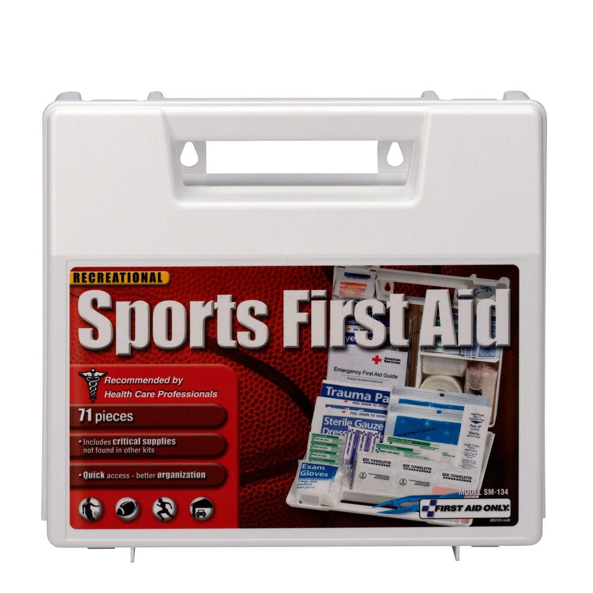 10 Person Sports First Aid Kit, Plastic Case - W-SM-134
