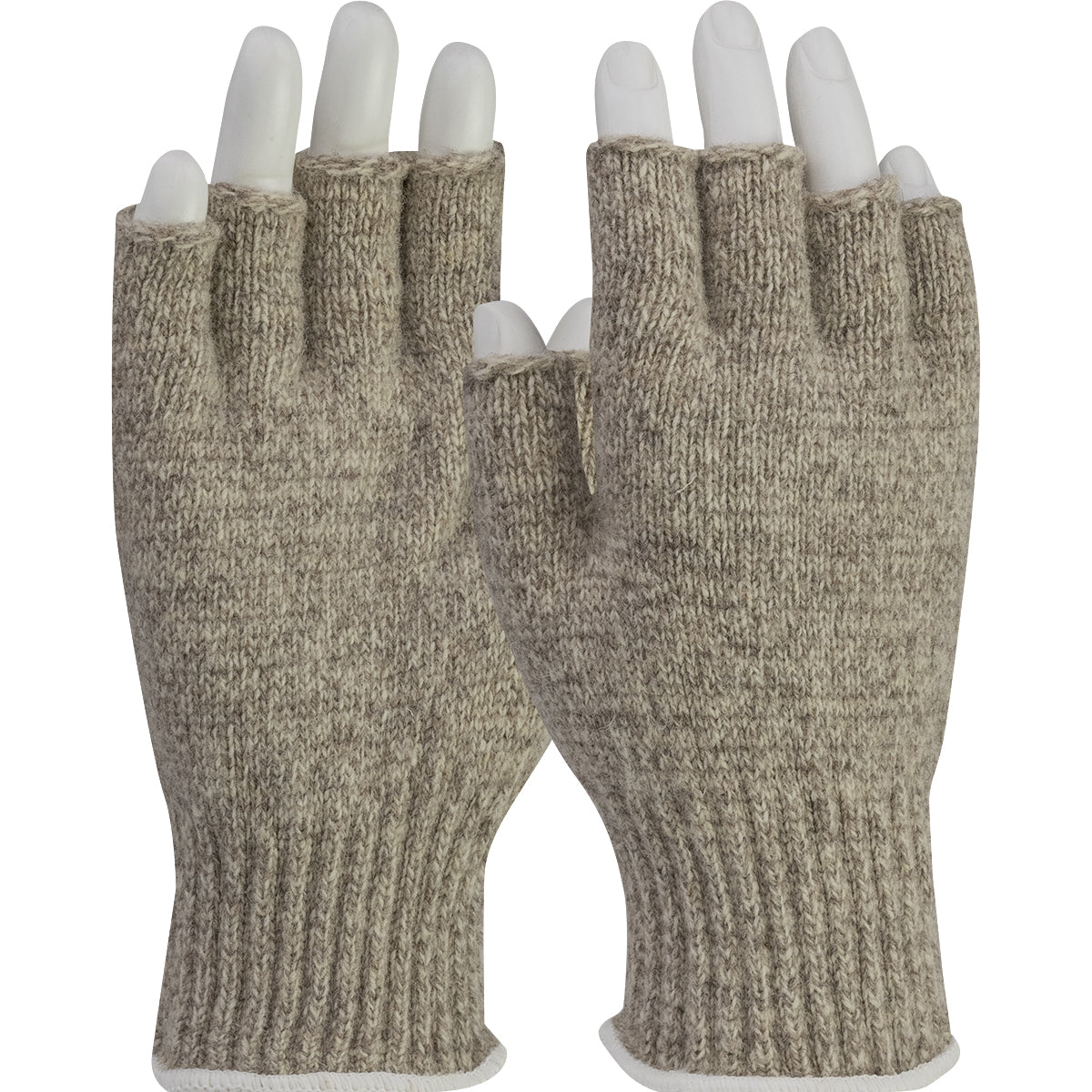 PIP 41-075 Cold Protection Half-Finger Gloves Ragwool Seamless Knit Beige