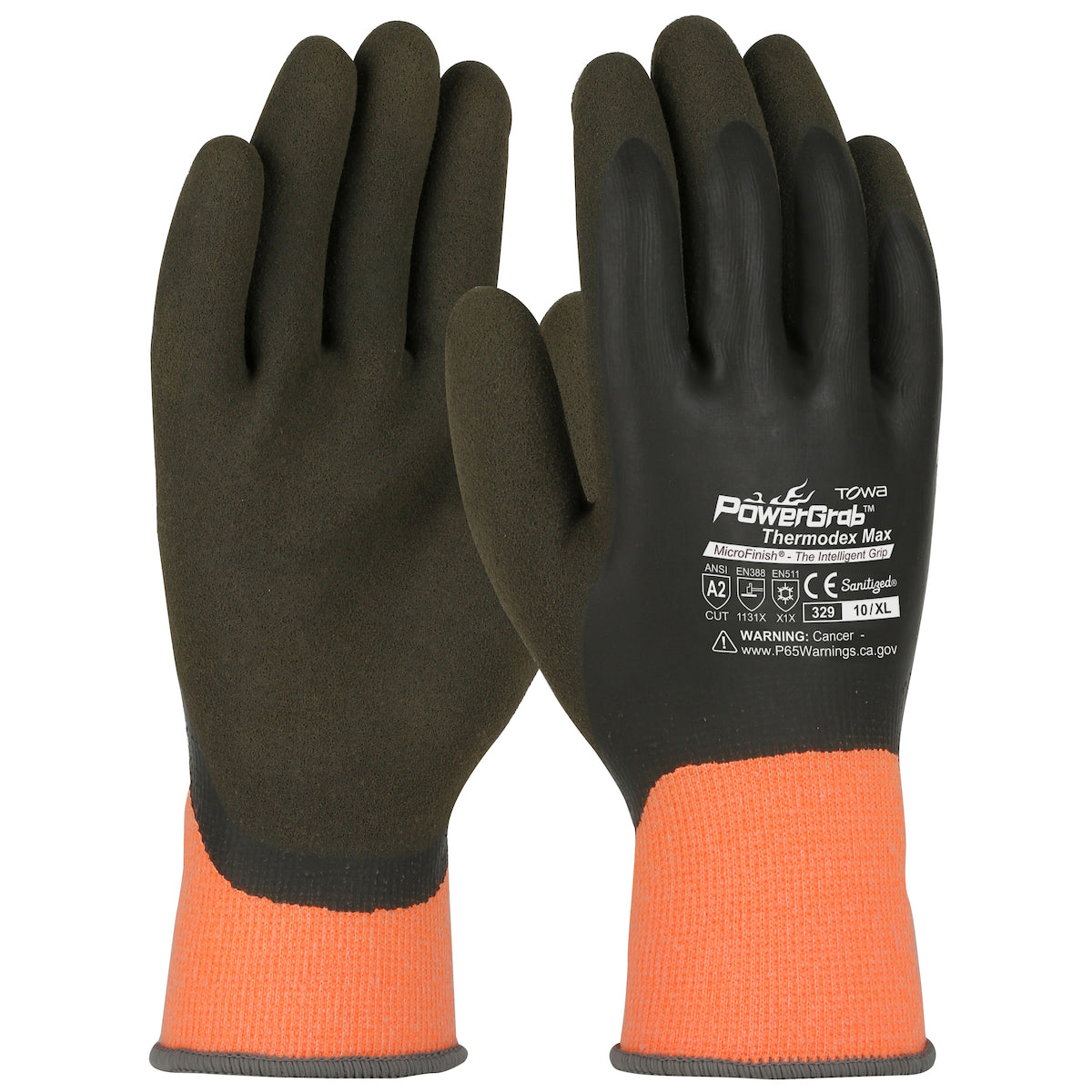 PowerGrab 41-1329 Cold Protection Gloves Latex Full Coated Orange