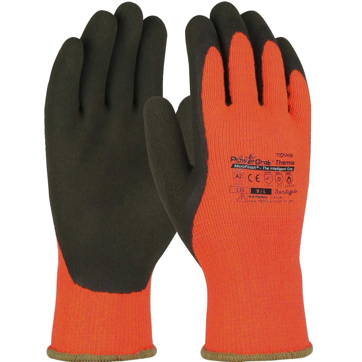 PowerGrab 41-1400 Cold Protection Gloves Acrylic Terry Latex Hi-Vis Orange